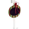 18" Red and Green White Striped Chalkboard with Bow Christmas Wreath Hanger