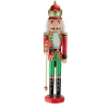 24" Red and Green Wooden Christmas Nutcracker King with Scepter