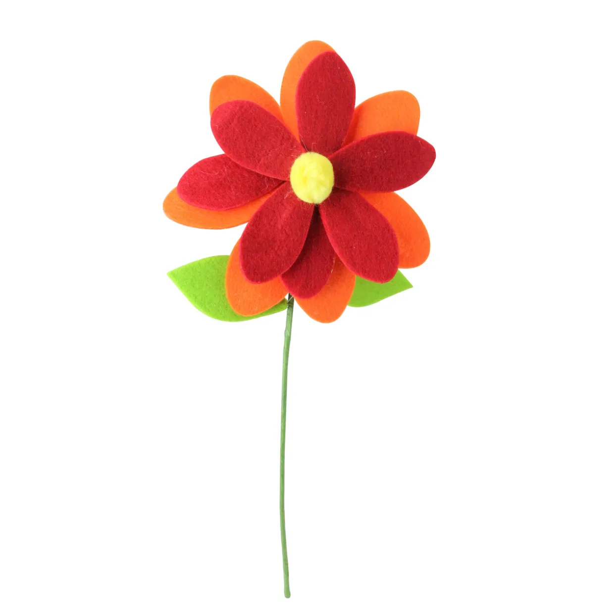 16” Red and Orange Rounded Flower Christmas Spray