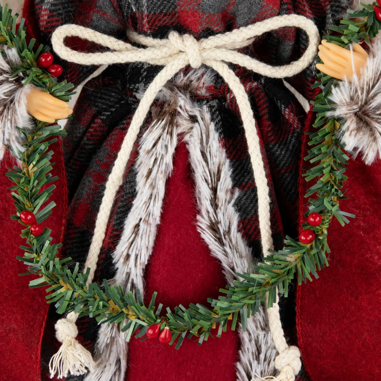 16" Red and Plaid Angel Christmas Tree Topper, Unlit