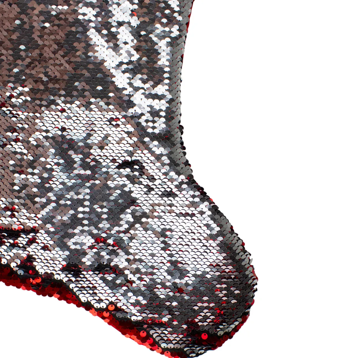 22" Red and Silver Reversible Sequined Christmas Stocking