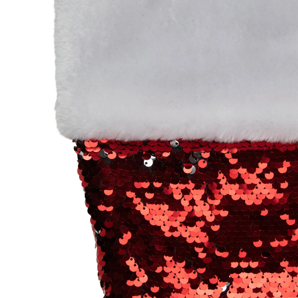 22" Red and Silver Reversible Sequined Christmas Stocking