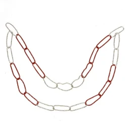 36" Red and Silver Round Loops Christmas Chain Garland - Unlit