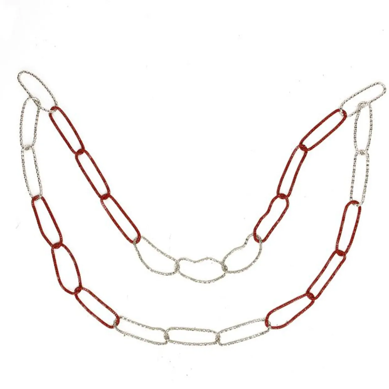 36" Red and Silver Round Loops Christmas Chain Garland - Unlit