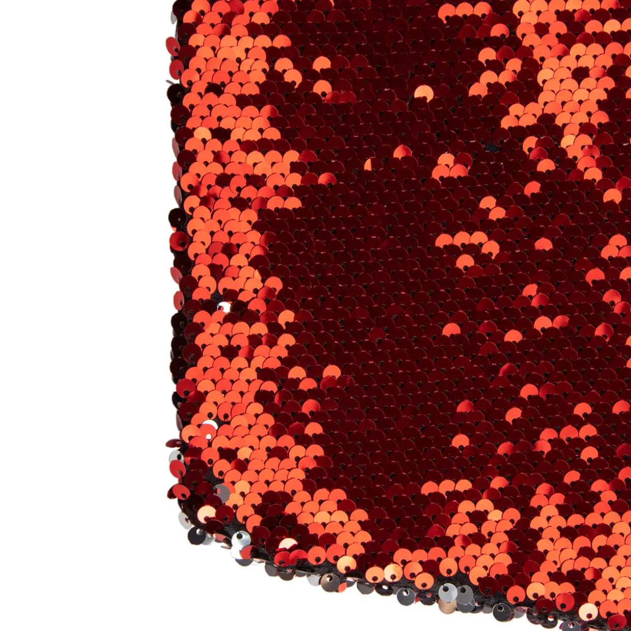 19" Red and Silver Sequin Christmas Stocking With White Faux Fur Cuff