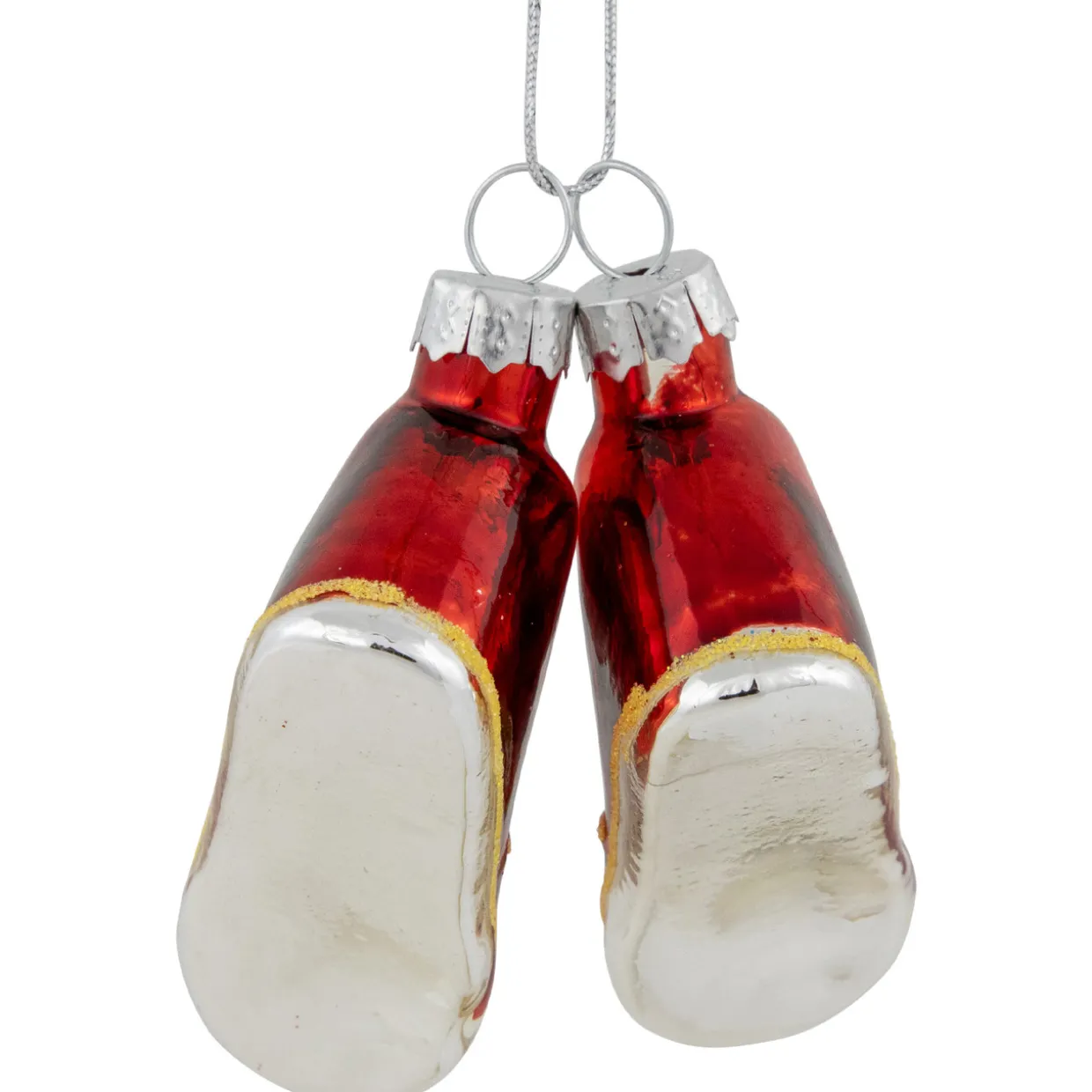 2.25" Red and Silver Sneakers Glass Christmas Hanging Ornament