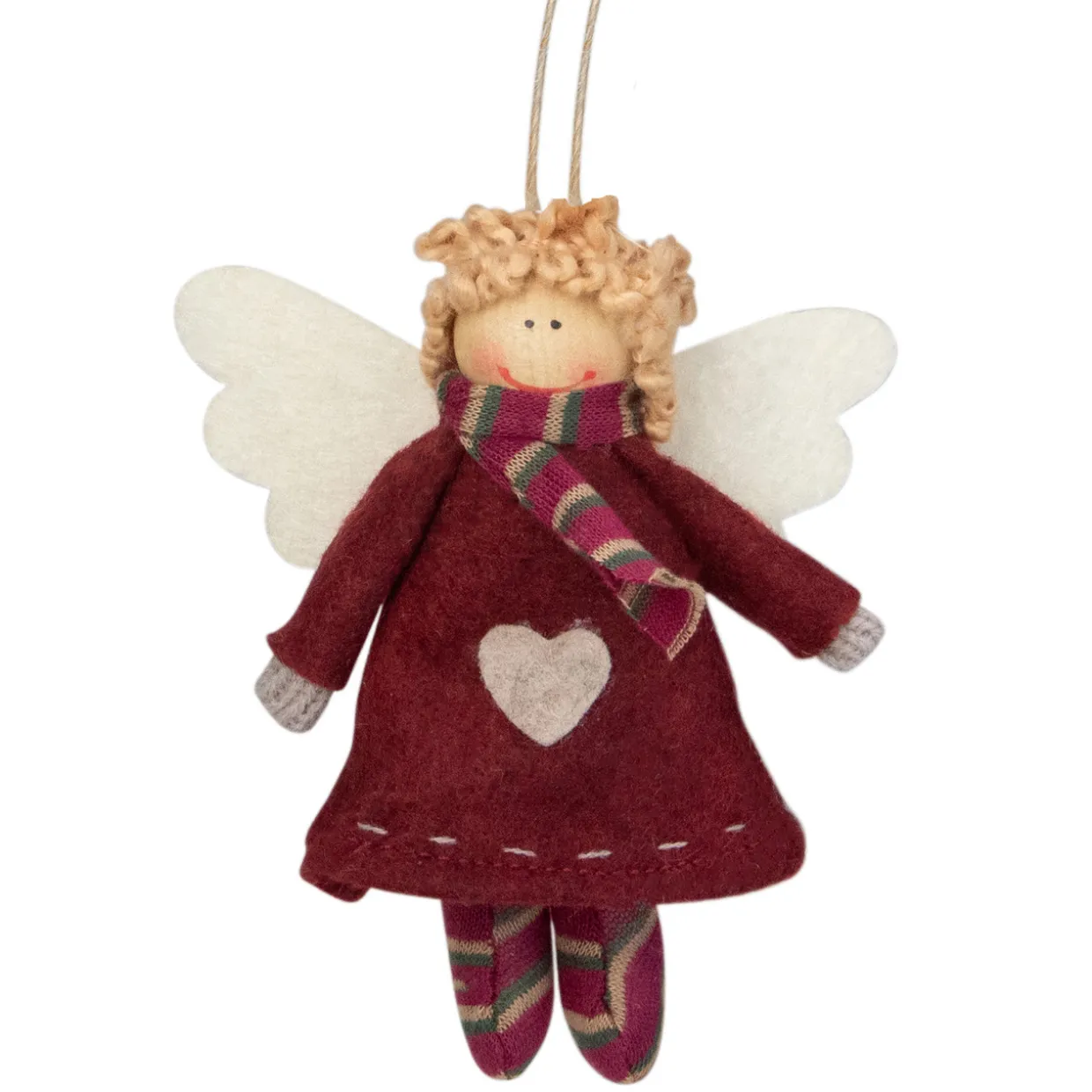 4.25" Red and White Angel with Wings Hanging Christmas Ornament