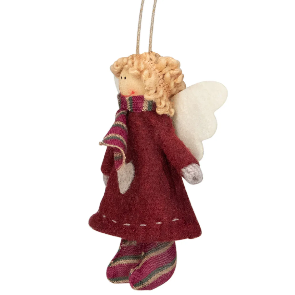 4.25" Red and White Angel with Wings Hanging Christmas Ornament