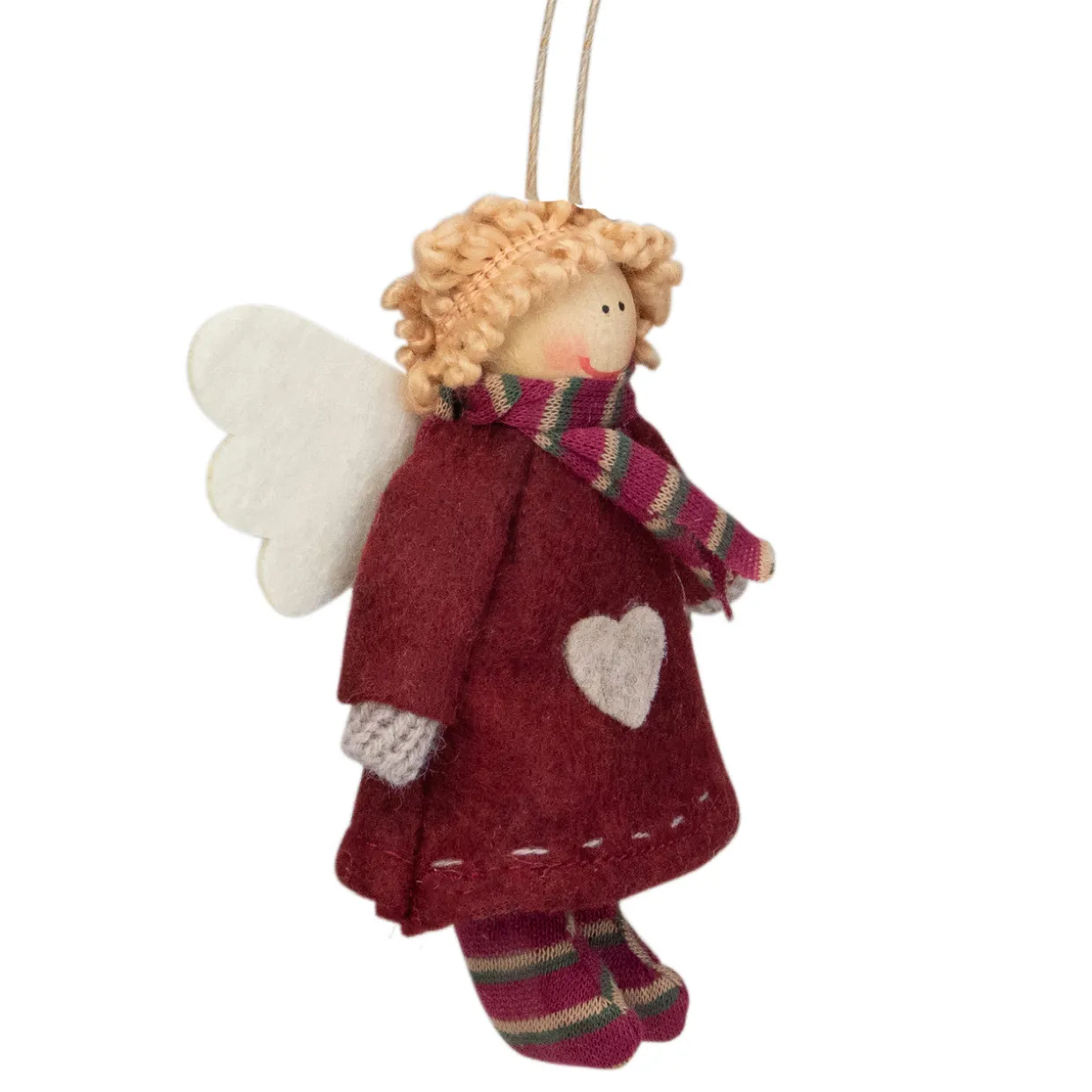 4.25" Red and White Angel with Wings Hanging Christmas Ornament