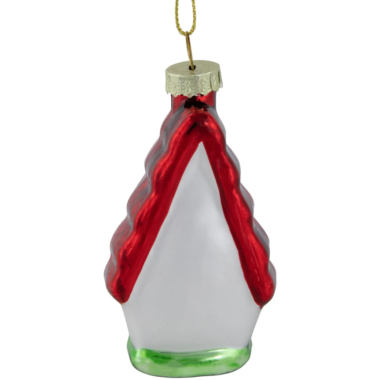 3.25" Red and White Birdhouse with Cardinal Glass Christmas Ornament