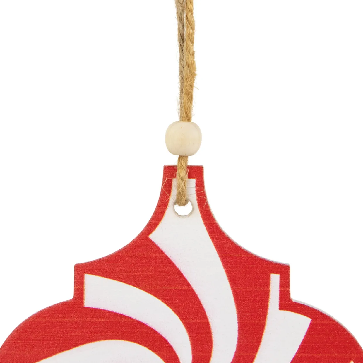 4.5" Red and White Candy Cane Swirl Bauble Wooden Christmas Ornament
