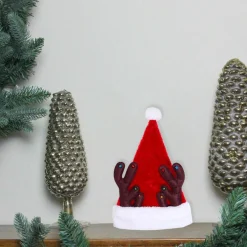 48" Red and White Christmas Santa Hat with Antlers