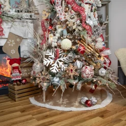 5" Red and White Christmas Stocking Glass Ornament