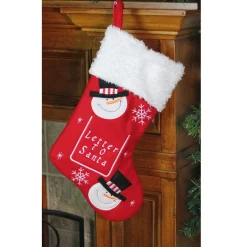 19" Red and White Embroidered Snowmen Letter to Santa Christmas Stocking
