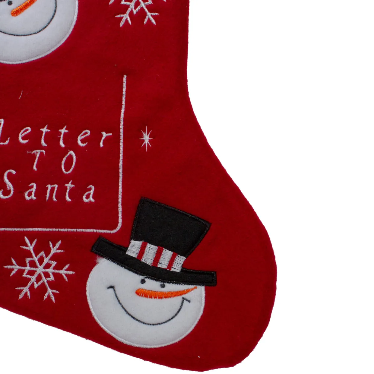 19" Red and White Embroidered Snowmen Letter to Santa Christmas Stocking