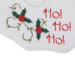 19.25" Red and White Embroidered Ho Ho Ho Santa Face Christmas Stocking