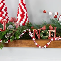 6' Red and White Frosted Peppermint Candy Christmas Garland, Unlit