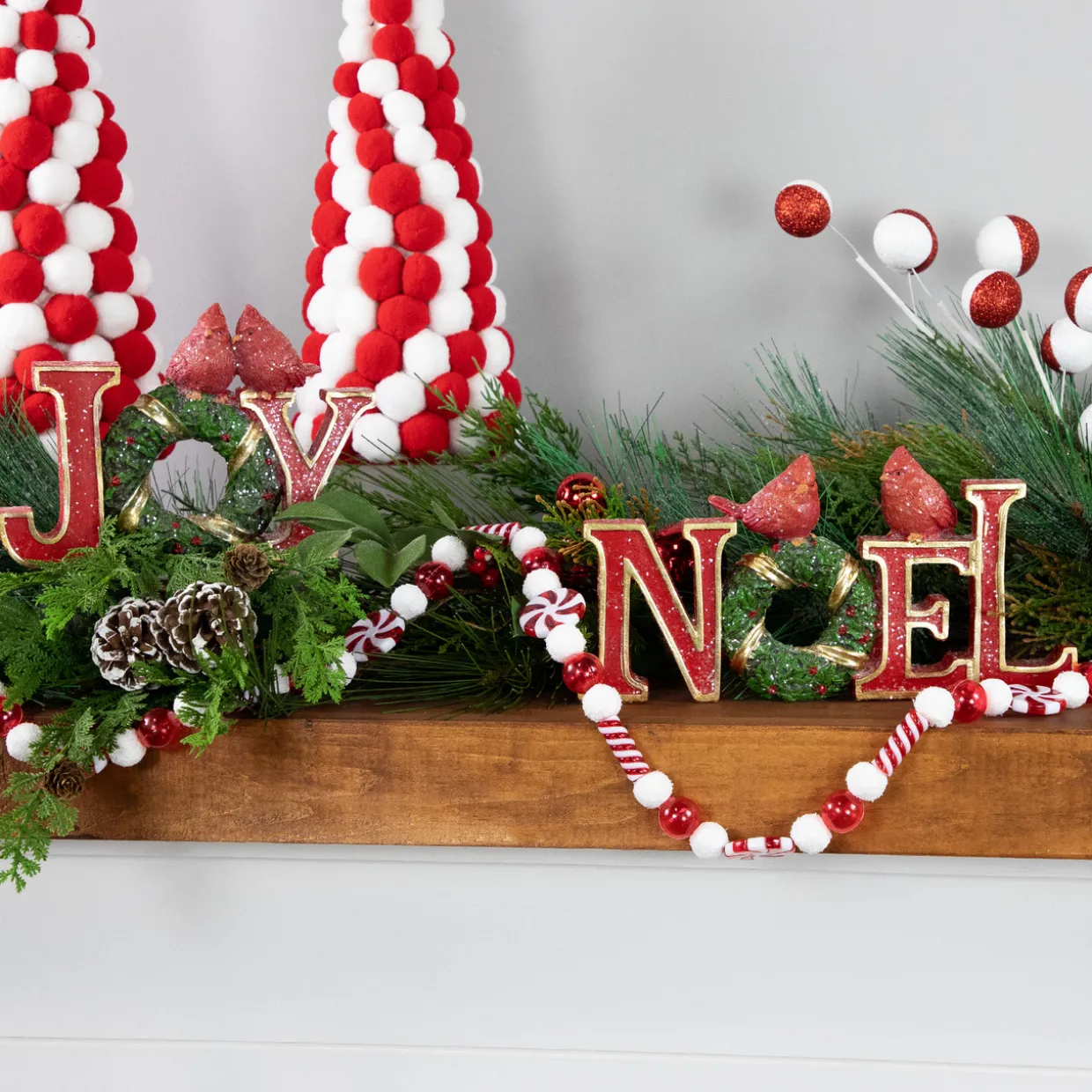6' Red and White Frosted Peppermint Candy Christmas Garland, Unlit