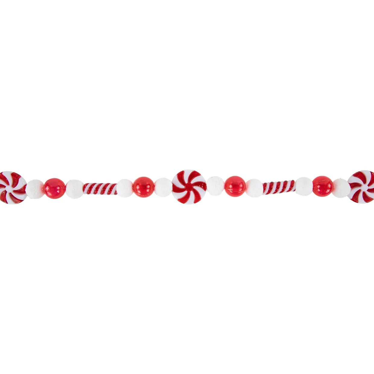 6' Red and White Frosted Peppermint Candy Christmas Garland, Unlit