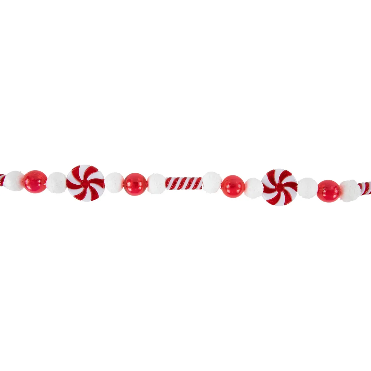 6' Red and White Frosted Peppermint Candy Christmas Garland, Unlit