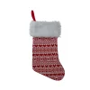 19" Red and White Hearts With Snowflakes Knit Christmas Stocking Faux Fur Cuff