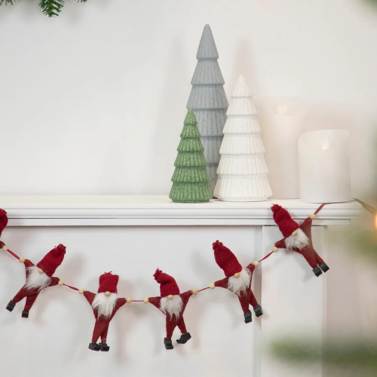 30" Red and White Knit Gnome Novelty Christmas Garland