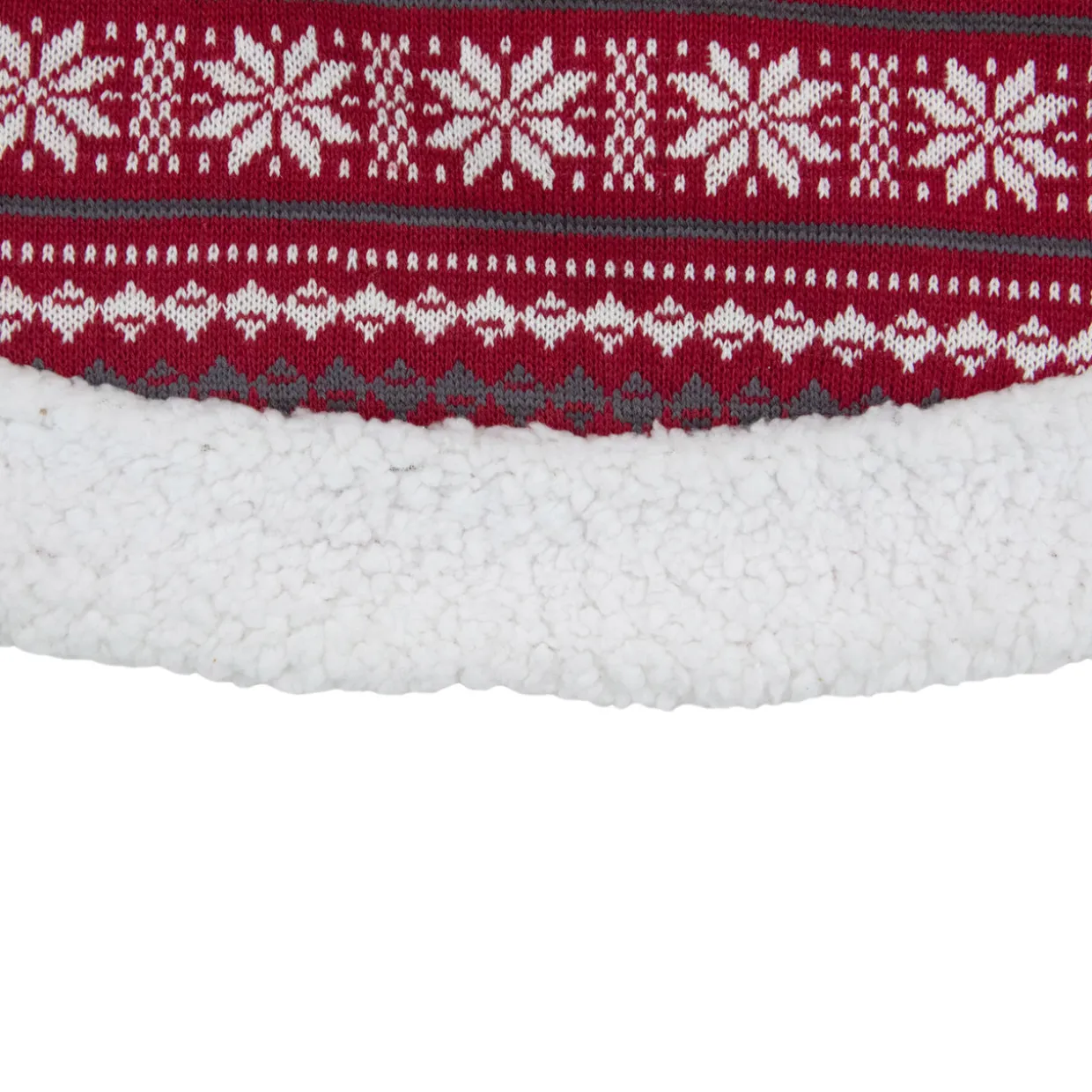 48" Red and White Knitted Snowflake Lodge Christmas Tree Skirt