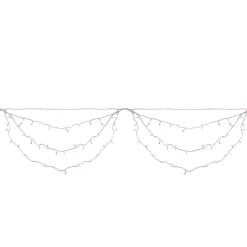 150 Red and White LED Swag Christmas Lights - 7.5 ft White Wire