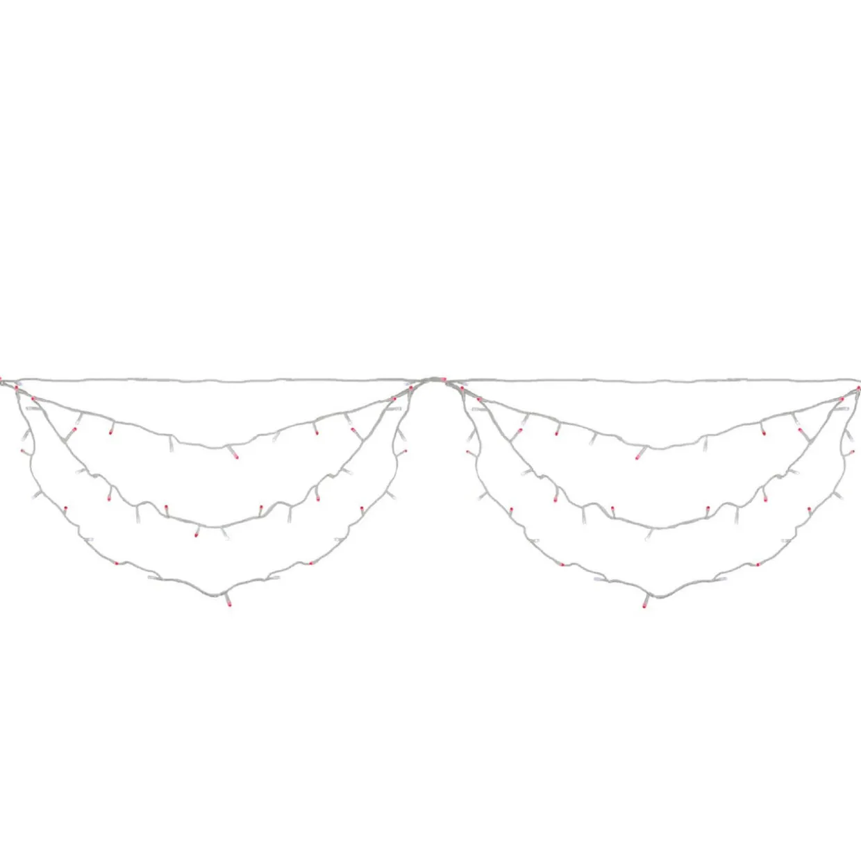 150 Red and White LED Swag Christmas Lights - 7.5 ft White Wire