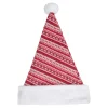 17" Red and White Nordic Striped Santa Hat With Pom Pom
