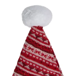 17" Red and White Nordic Striped Santa Hat With Pom Pom