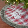 48" Red and White Plaid Christmas Tree Skirt with Snowflake