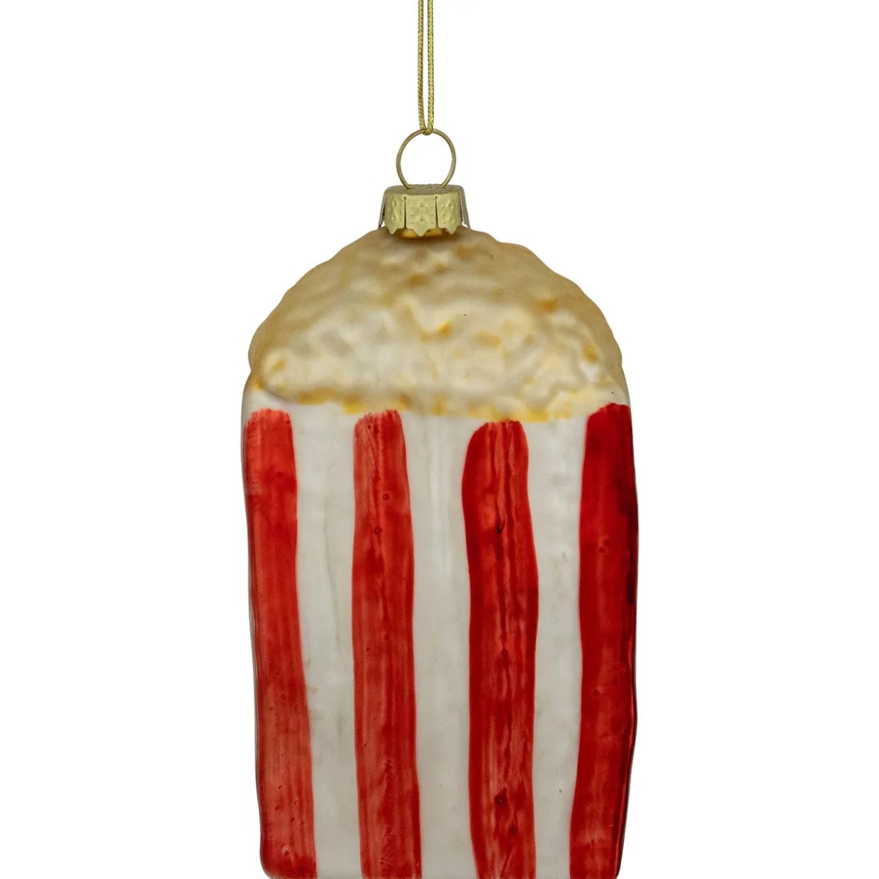 4.5" Red and White Popcorn Glass Christmas Ornament