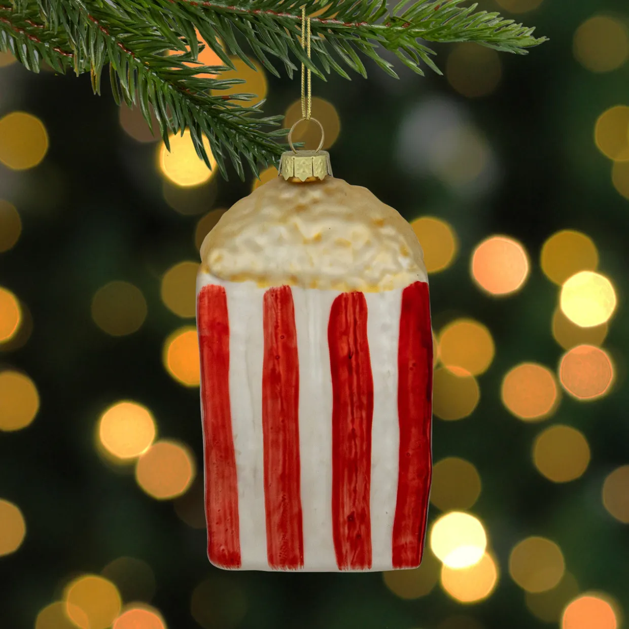 4.5" Red and White Popcorn Glass Christmas Ornament
