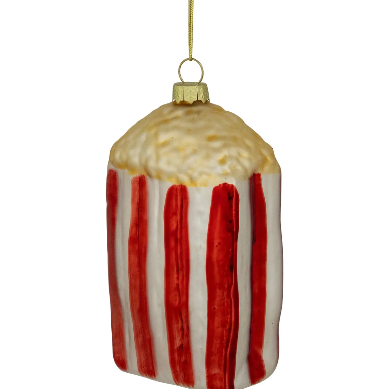 4.5" Red and White Popcorn Glass Christmas Ornament