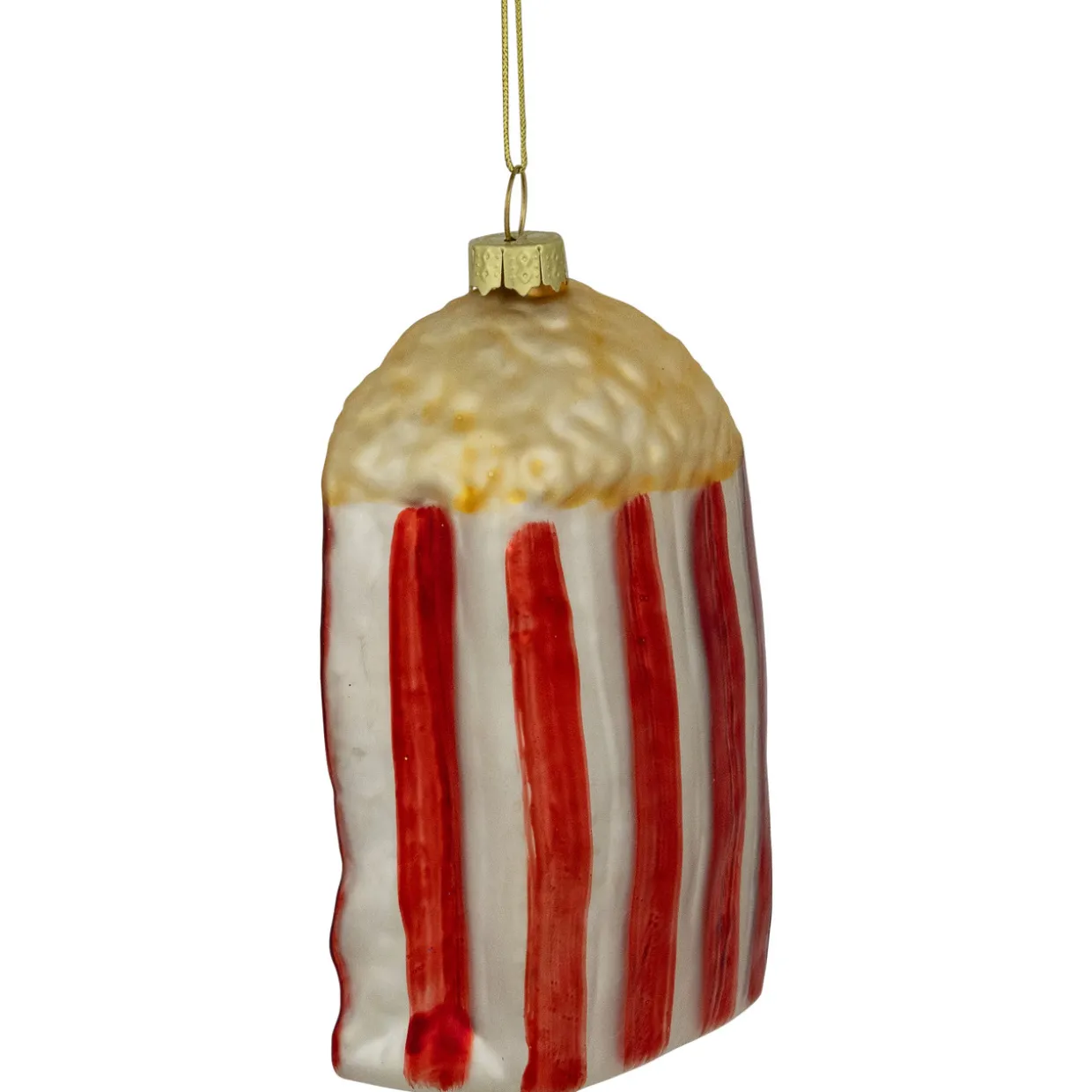 4.5" Red and White Popcorn Glass Christmas Ornament