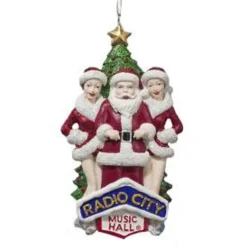 6" Red and White Radio City Rockettes with Santa Claus Christmas Ornament