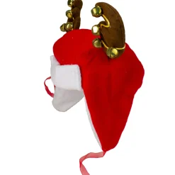17" Red and White Reindeer Antlers Unisex Adult Christmas Trapper Hat Costume Accessory - One Size