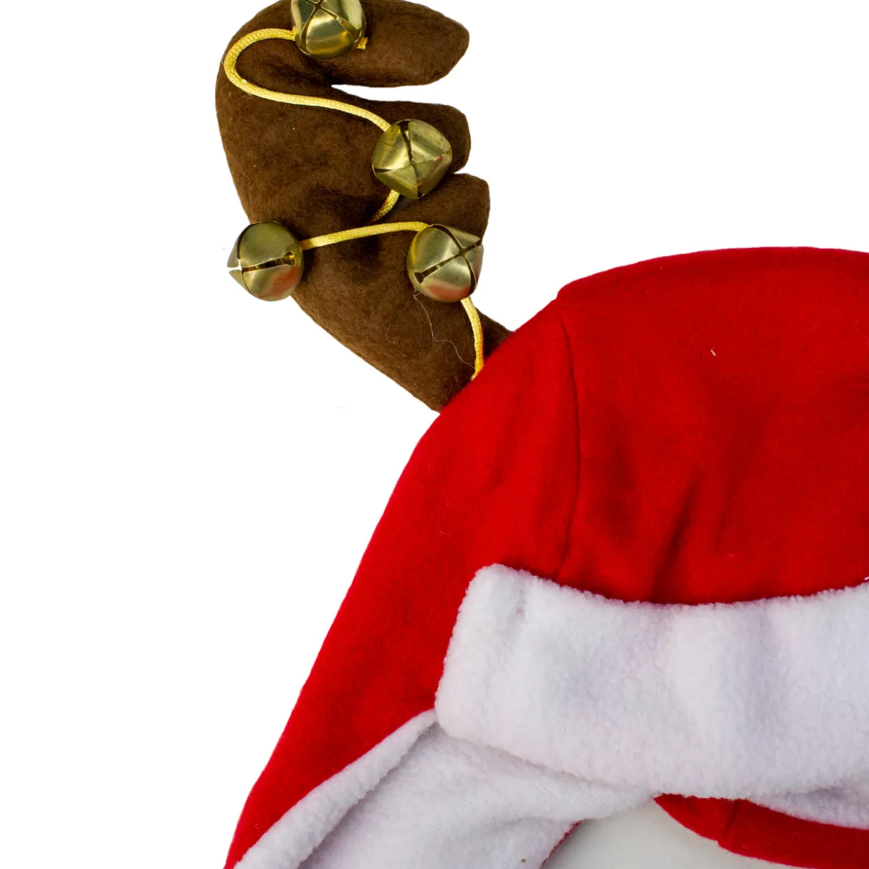 17" Red and White Reindeer Antlers Unisex Adult Christmas Trapper Hat Costume Accessory - One Size