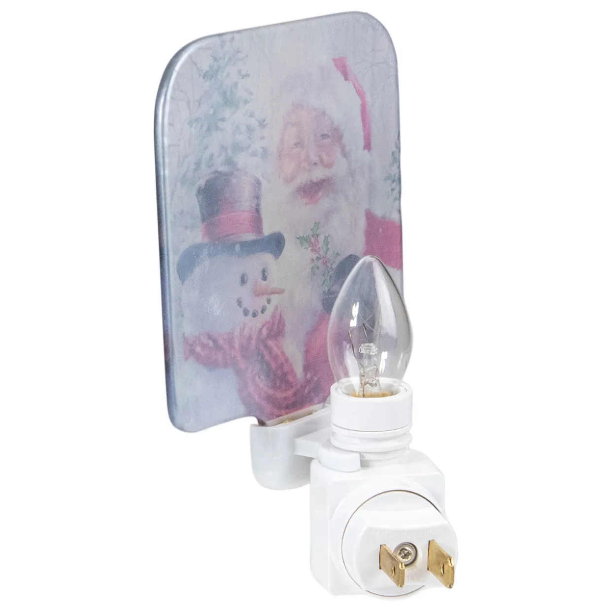 4" Red and White Santa and a Snowman Christmas Night Light