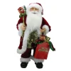 24" Red and White Santa Claus with Gift Bags and Green Vest Christmas Figure