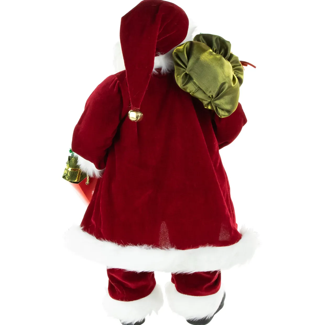 24" Red and White Santa Claus with Gift Bags and Green Vest Christmas Figure