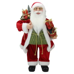 24" Red and White Santa Claus with Presents and Drum Christmas Figure