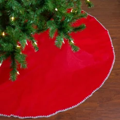 48" Red and White Shell Reversible Christmas Tree Skirt