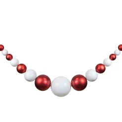 6' Red and White Shiny and Matte Shatterproof Ball Christmas Swag