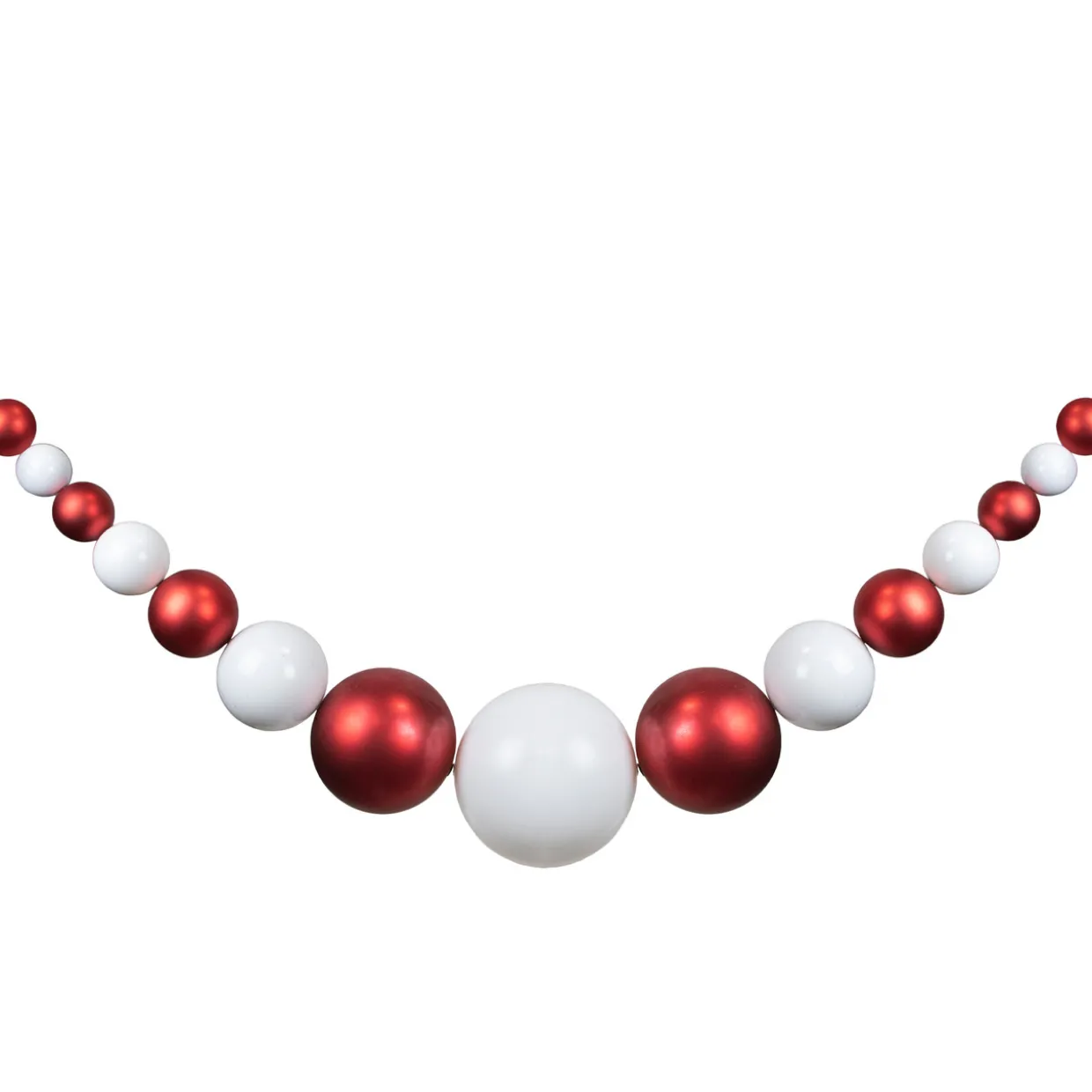 6' Red and White Shiny and Matte Shatterproof Ball Christmas Swag