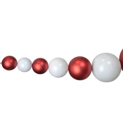 6' Red and White Shiny and Matte Shatterproof Ball Christmas Swag