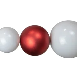 6' Red and White Shiny and Matte Shatterproof Ball Christmas Swag