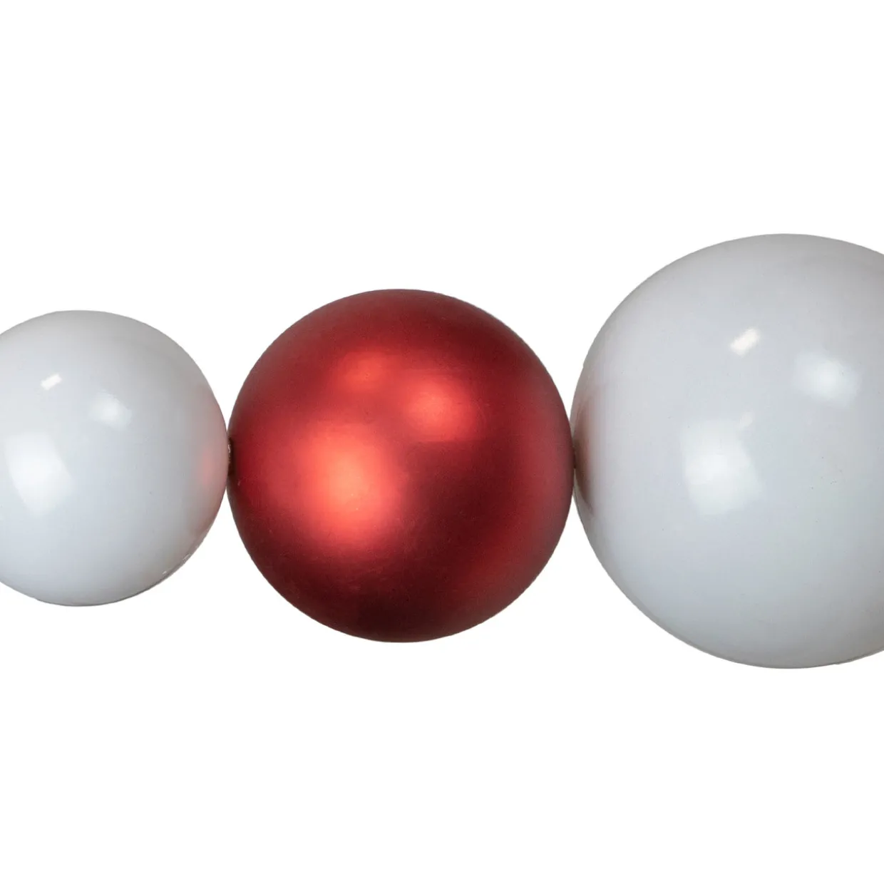 6' Red and White Shiny and Matte Shatterproof Ball Christmas Swag