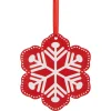 6" Red and White Snowflake Wooden Christmas Ornament